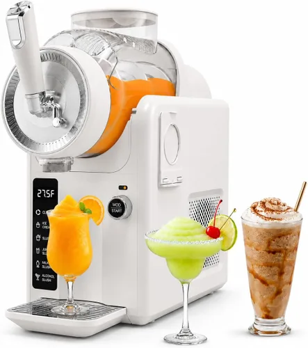 Miniatura 10 de SYINTAO Máquina de granizado no necesita hielo, 2 en 1 para bebidas congeladas y helados suaves, máquina de granizado autoenfriable con 5