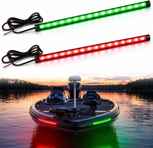 Luces de navegación – Luces de proa LED, verde y rojo, pesca nocturna, cubierta, IP67 impermeable para pontón, bote auxiliar, kayak, barco Jon, yate