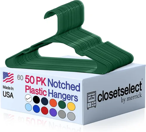 Miniatura 11 de Perchas de plástico, paquete de 50, colgador de ropa fuerte y ahorrador de espacio, fabricado en EE. UU., colgador de plástico perfecto para camisas