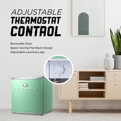 Miniatura 4 de ICEBOX Refrigerador compacto de 1.7 pies cúbicos, refrigerador pequeño certificado ENERGY STAR, mini refrigerador de una sola puerta con Verde menta