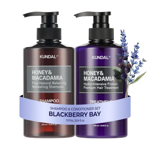 KUNDAL Juego de champú y acondicionador coreano [Blackberry Bay] Calidad de salón, aroma de larga duración, hidratante, sin sulfatos, aceite de