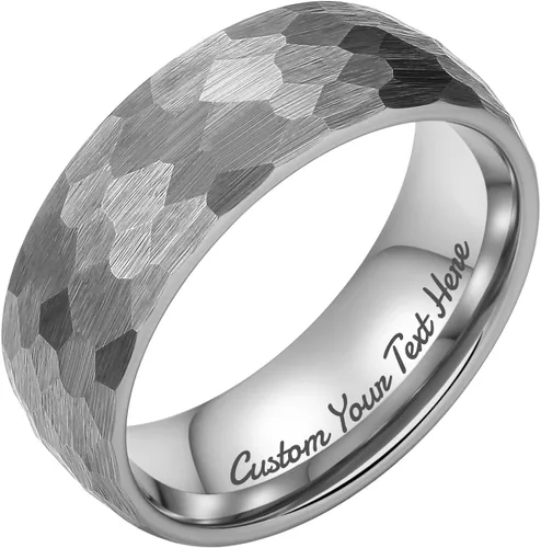 Three Keys Jewelery - Anillos de tungsteno martillado para hombres y mujeres, 0.157pulgadas, 0.236pulgadas, 0.315pulgadas, negro cepillado, alianza