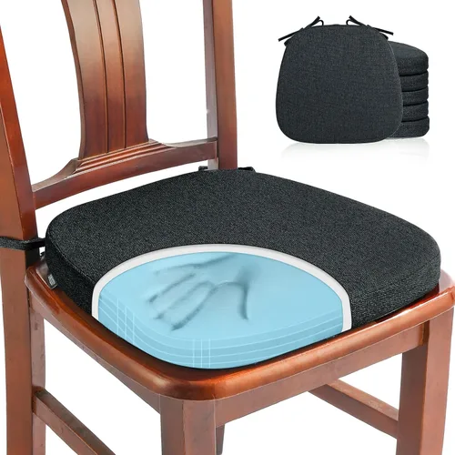 Miniatura 22 de SINOSSO Paquete de 4 cojines de espuma viscoelástica para sillas de comedor, tela tejida amigable de 16 pulgadas en forma de U, cómodas almohadillas