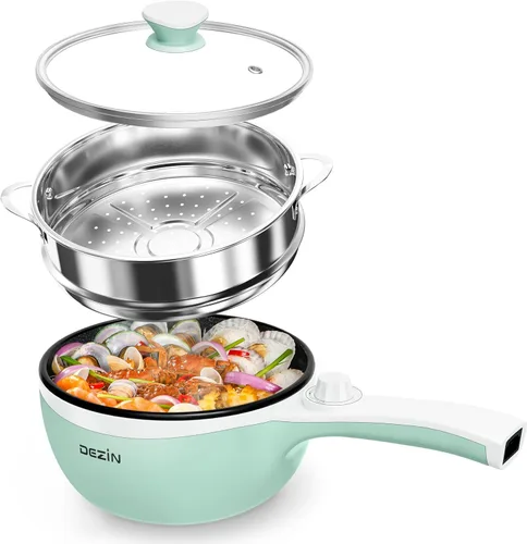 Miniatura 9 de Dezin Olla Caliente Eléctrica Mejorada, Sartén Antiadherente, Olla Eléctrica Rápida para Fideos, Olla Caliente Portátil Mini de 1.5L para Bistec
