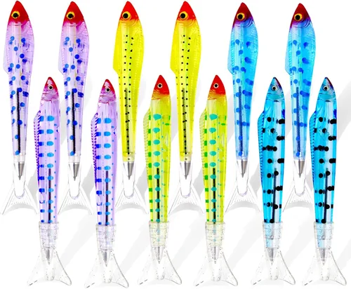 Miniatura 9 de Abhay Bolígrafo de pescado con purpurina, regalos de moda, paquete de 10 bolígrafos creativos para decoración de peces, suministros de fiesta