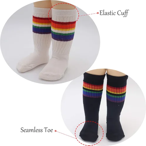 Miniatura 3 de Xiyadun Calcetines deportivos unisex de algodón para niños pequeños y niños pequeños (0-7 años), Arcoiris (Rainbow)