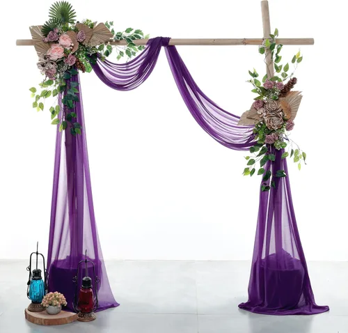 Miniatura 2 de MDS Paquete de 1 panel de cortina de arco de boda (30 pulgadas de ancho x 30 pies de largo) tela de gasa transparente para boda, ceremonia, Cadbury