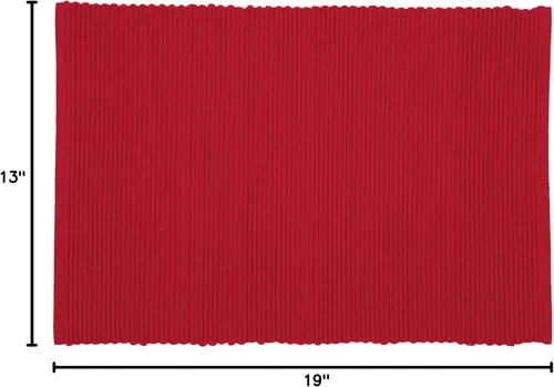 Miniatura 9 de Now Designs Spectrum - Juego de 4 manteles individuales de algodón acanalado, 19 x 13 pulgadas, tamaño grande, color rojo chile, 19 x 13 pulgadas