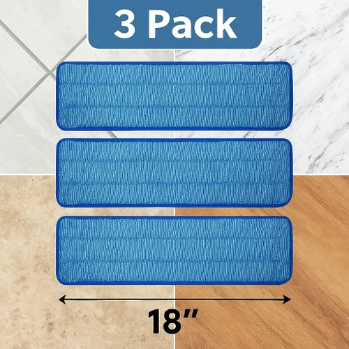 Miniatura 2 de Paquete de 3 almohadillas de microfibra de 18 pulgadas universales para uso comercial/industrial/profesional. Se adapta a cabezales de 16 a 18