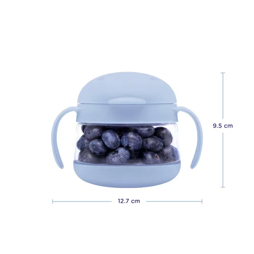Miniatura 3 de Ubbi Tweat Contenedor de aperitivos sin derrames para niños, libre de BPA, taza de viaje para niños pequeños, azul nublado Azul (Cloudy Blue)