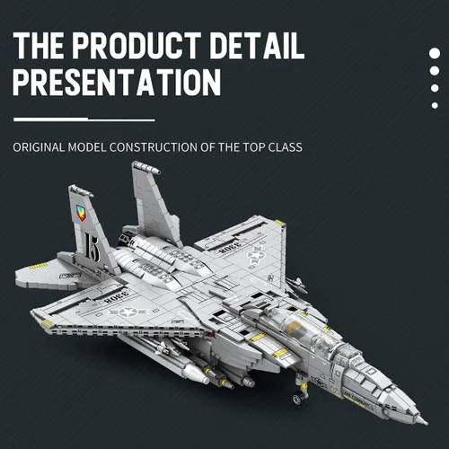 Miniatura 7 de Technic F-15E Eagle Fighter Jet Kit de construcción, serie militar de bloques de construcción (2216PCS)