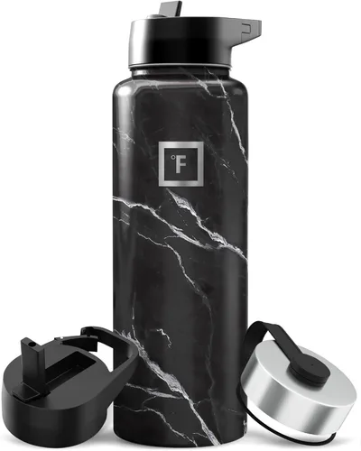 Miniatura 47 de IRON °FLASK Frasco de hidratación para acampar y senderismo con pajilla, botella de agua deportiva de acero inoxidable con aislamiento de boca Dark