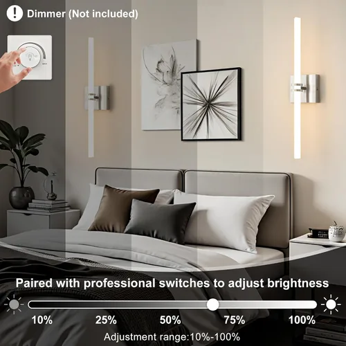 Miniatura 3 de Lámparas de baño, níquel cepillado de 18 W, LED de 360 °, iluminación completa, moderna aplique de pared lámpara de tocador con 5