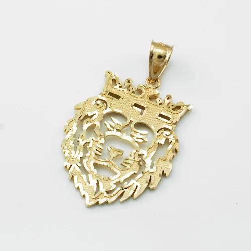 Miniatura 2 de Colgante de oro amarillo de 10 quilates con diseño de león y rey de la marca LA BLINGZ