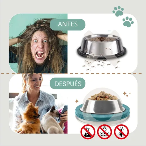 Miniatura 5 de SoulThink® Bandeja a prueba de hormigas para gatos y perros – Nueva innovación anti hormigas plato de comida para mascotas para interiores, sin