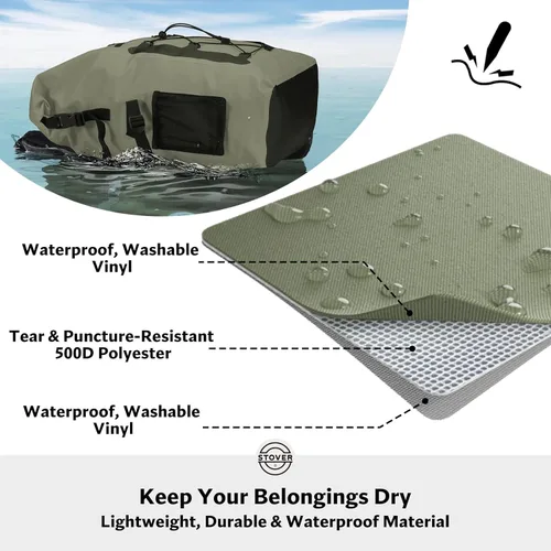 Miniatura 2 de STOVER 5/10/25/30/40/55L Waterproof Dry Bag- Roll-Top Backpack w/Phone Case- Kayaking, Hiking, Camping, Boating- Men/Women 55L Verde