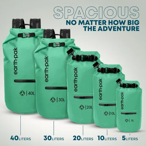 Miniatura 55 de Earth Pak Bolsa seca impermeable con bolsillo con cremallera, mochila impermeable para mantener el equipo seco Camuflaje