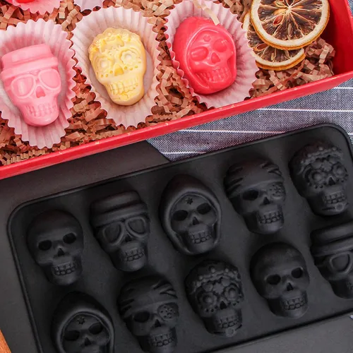 Miniatura 4 de Webake Molde de calavera para chocolate con 5 formas diferentes, molde de esqueleto de silicona para Halloween, chocolate, dulces, gelatina, hielo