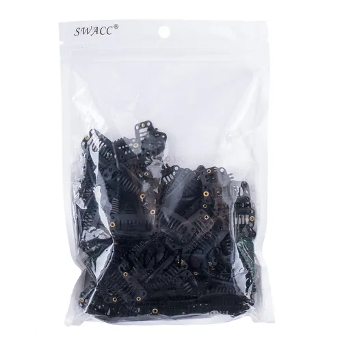 Miniatura 5 de SWACC 100 clips metálicos en forma de U para extensiones de cabello, extensiones de cabello, clips de peluca de peine a presión con goma