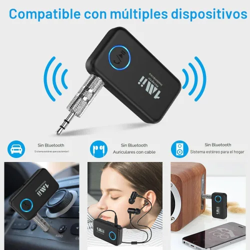 Miniatura 5 de 1Mii Receptor de música Bluetooth 5.3 para estéreo de coche/hogar, adaptador Bluetooth auxiliar para automóvil con control de volumen, soporta