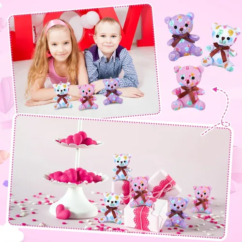 Miniatura 5 de Haull 18 piezas de corazones de conversación de San Valentín, osos de peluche a granel para niños, pequeños animales de peluche suaves de 4