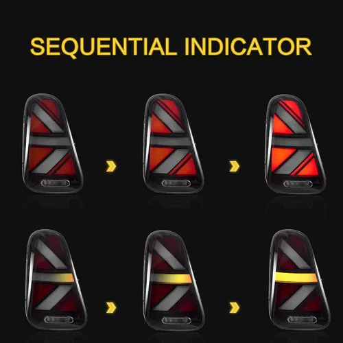 Miniatura 4 de Ensamble de luces traseras VLAND Compatible con BMW Mini R50 R52 R53 2001-2006, lámpara trasera Union Jack con DRL dinámico, luz trasera con señal