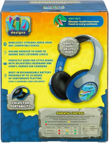 Miniatura 6 de EKIDS - Auriculares Bluetooth de dinosaurio para niños, auriculares inalámbricos para la escuela, H