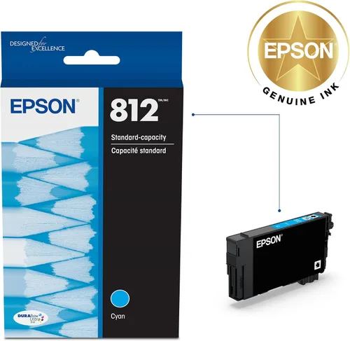 Miniatura 2 de Epson 812 DURABrite Ultra Ink Cartucho cian de capacidad estándar (T812220-S) funciona con Workforce Pro WF-7310, 7820, 7840, EC-C7000