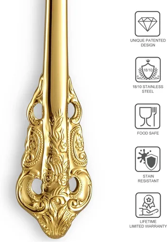 Miniatura 6 de KEAWELL Cuchara de lujo para cena, juego de 4, cucharadas de acero inoxidable 18/10, juego de cucharas de cubiertos, pulido con espejo, 7.8 pulgadas