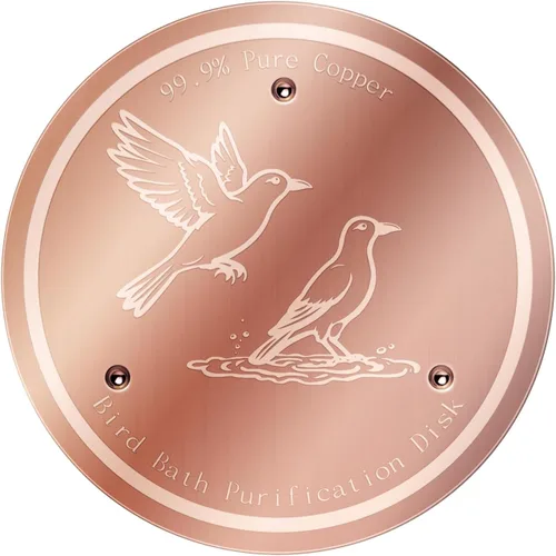 Miniatura 13 de Disco de cobre para baño, 99.99% de cobre puro para pájaros, soporte de triple punto, limpiador de agua para todas las estaciones para baños