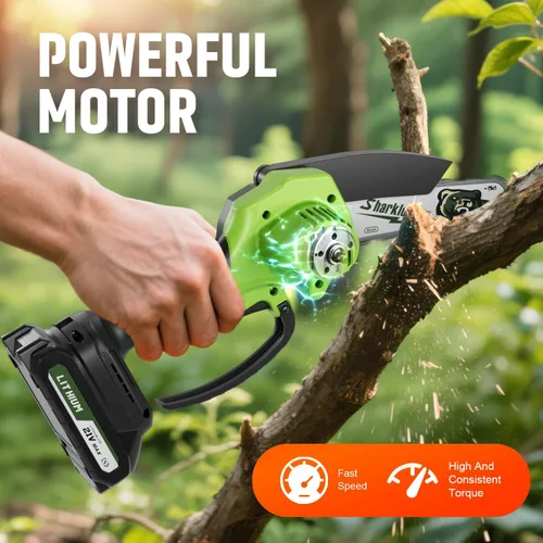 Miniatura 4 de Mini motosierra, motosierra eléctrica inalámbrica de 6 pulgadas, motosierra portátil de mano para poda de árboles, tijeras y mantenimiento