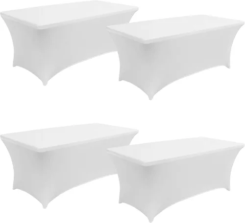 Miniatura 14 de Fivenl Cubierta de Mesa Mantel de Spandex de 6 Pies para Mesas Plegables Cubierta de Mesa Rectangular Ajustada Lavable Resistente a las Arrugas