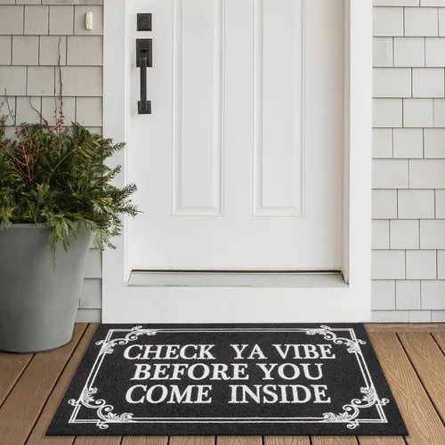Miniatura 6 de Tapete Interior para Puerta, Tapetes de Bienvenida para Puerta Principal, Entrada Exterior, Tapete Negro para Puerta, Check Ya Vibe Before You Come
