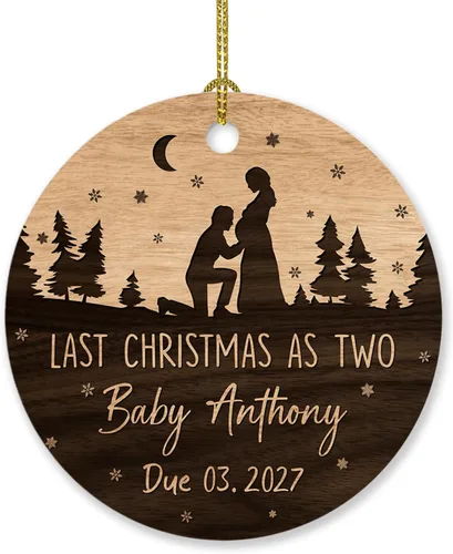 Miniatura 8 de Adorno personalizado para bebé que llega 2027, adorno de Navidad de Bump, elige el nombre del bebé y el año de Navidad para el nuevo abuelo abuela
