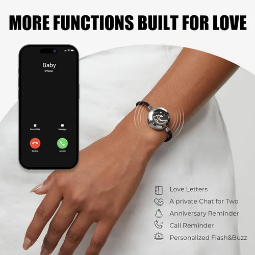 Miniatura 21 de TOTWOO Long Distance Touch Bracelets for Couples, Vibration & Light up for Love Couples Bracelets Long Distance Relationship Gifts for Girlfriend