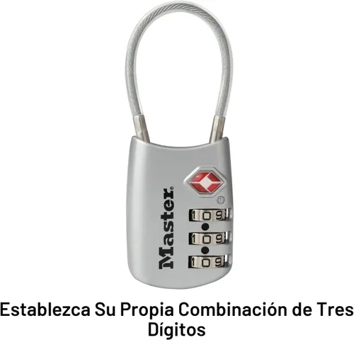 Miniatura 4 de Master Lock 4688D Candado para Equipaje con Combinación Personalizable Aprobado por TSA, 1 Unidad, Plateado