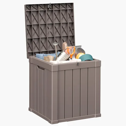 Miniatura 17 de ROJIK - Caja de almacenamiento para exteriores, impermeable, para patio y piscina, herramientas de jardín y cojines, banco con tapa con cerradura