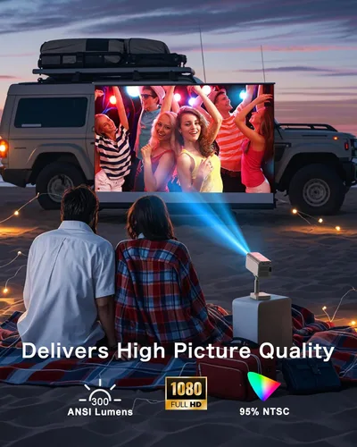 Miniatura 4 de 【Licencia de Netflix e integrado】Proyector inteligente WiFi PANSEBA con soporte telescópico, 4K compatible con 300 pulgadas HD proyector de Blanco