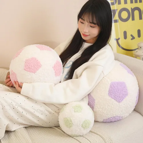 Miniatura 3 de Juguete de peluche redondo de fútbol de 12 pulgadas, almohada suave para niños y bebés Pie de página rosa
