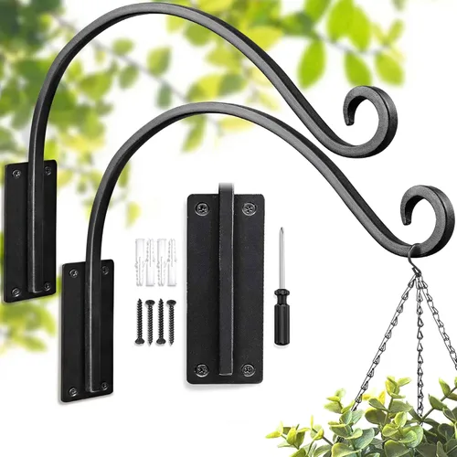 Miniatura 14 de Lifyzoon Soporte para plantas colgantes de alta resistencia: capacidad de peso de 50 libras, ganchos de metal negro para exteriores, ganchos