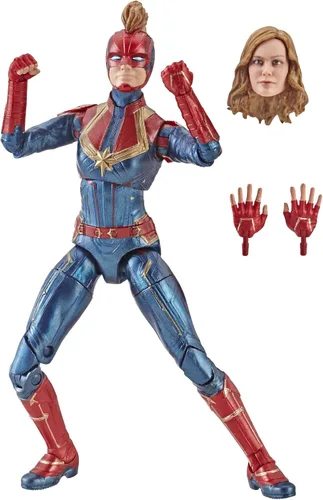 Miniatura 3 de Marvel Capitán Marvel - Figura de disfraz de Capitán Marvel de 6 pulgadas para coleccionistas, niños y fanáticos