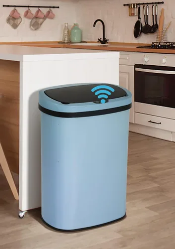 Basurero automático de 50 litros de 13 galones para cocina, de acero inoxidable, sin contacto y con sensor de movimiento, con tapa, para la oficina