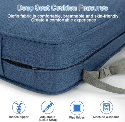 Miniatura 5 de Aoodor Cojín para silla de exterior, 22 x 24 pulgadas, resistente al agua, resistente a la decoloración, cojines de asiento de patio con funda