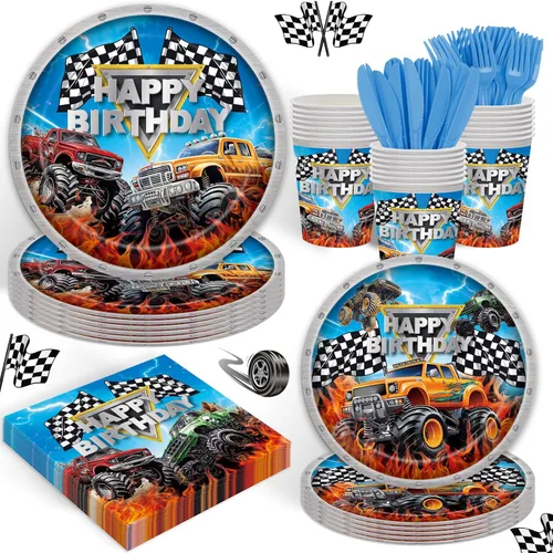 Miniatura 11 de 120 piezas de suministros de fiesta de cumpleaños rápidos para niños, 2º cumpleaños para niños, dos fiestas rápidas, dos coches de carreras