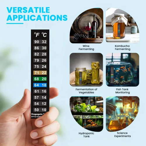 Miniatura 7 de Tira de termómetro adhesivo para pecera, termómetro de acuario, kombucha, cerveza y fermentación de vino - Tiras de temperatura verticales