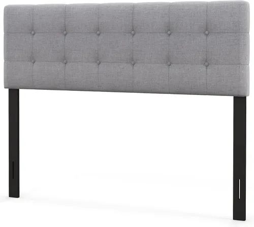 Miniatura 18 de Giantex Cabecero tapizado de lino para marco de cama Full y Queen, cabecero capitonado con botones de ancho ajustable solamente con patas de madera