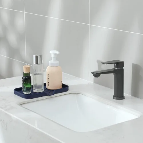 Miniatura 8 de MicoYang Jaboneras de baño de silicona con boquilla de drenaje, organizador de fregadero de cocina, soporte de esponja, bandeja de jabón para Azul