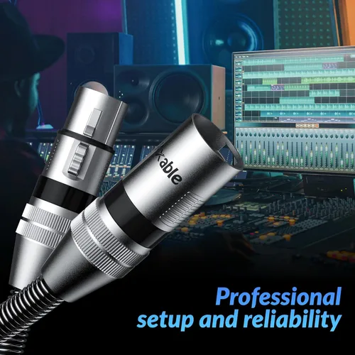 Miniatura 7 de Paquete de 2 cables de iluminación de escenario DMX de 4 pies, cable XLR macho a hembra de 3 pines, compatible con conexión de audio de micrófono
