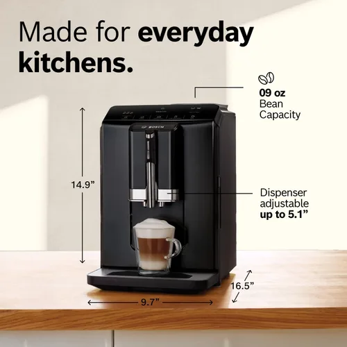 Miniatura 10 de Bosch Máquina de café y espresso totalmente automática - Bebidas de un solo toque, súper cafetera de calidad barista, panel de control táctil, gran