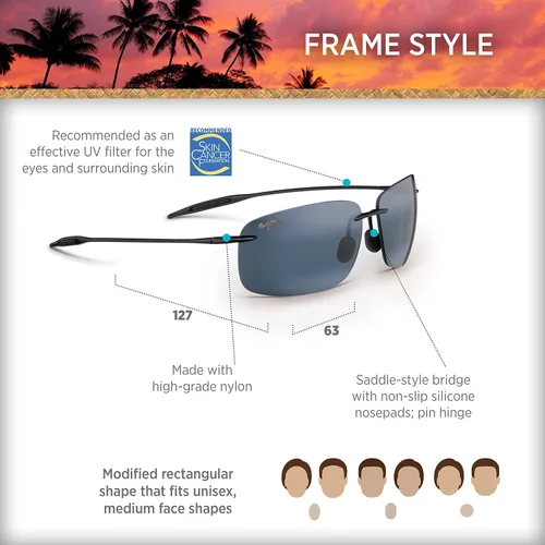 Miniatura 6 de Maui Jim Mens and Womens Breakwall Polarized Rimless Sunglasses